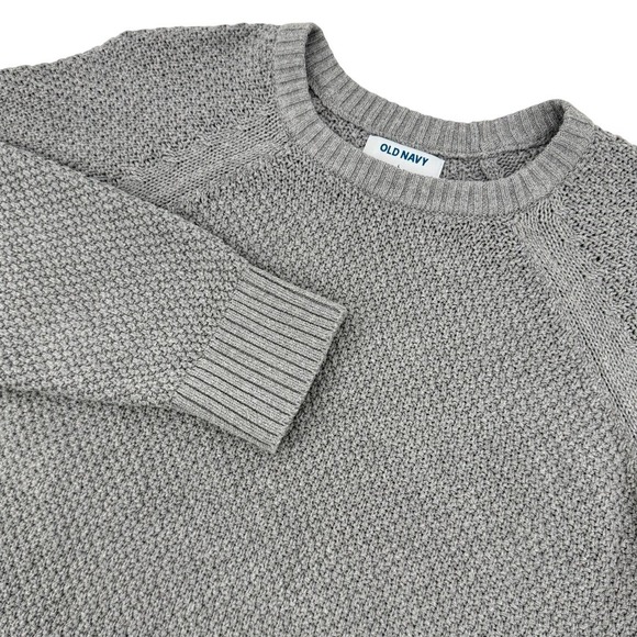 Old Navy Sweaters - Old‎ Navy Womens Size Large Crew Neck Fisherman Sweater Long Sleeve Knit Gray